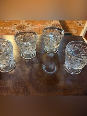Hazel Atlas Set of 4 Pressed Glass Footed Dessert Cups - Clear